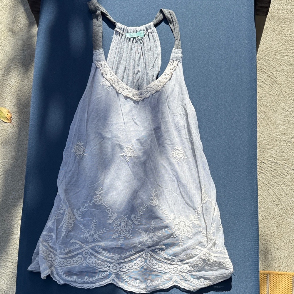 Maurices Gray Lace Trim Tank Top